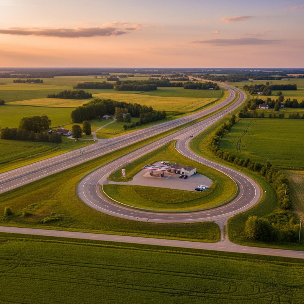 Highway 401 exit to Deseronto for cheap gas at L&M Enterprises